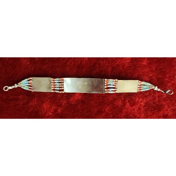 Sterling Silver .925 Coral, Turquoise Bracelet Balinese Made - Picture 9 of 10